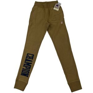 New Champion Men US XS Olive Green Pants Sport Casual Joggers Pockets Logo 